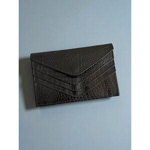 ARTBAG Black Croc Embossed Leather Snap Wallet
